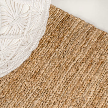 Olivier Rustic Beach House Wide Ticking Stripe Jute Area Rug
